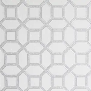 Arthouse Luxe Origin White/Silver Wallpaper