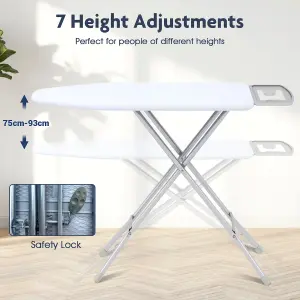 COSTWAY 120cm x 38cm Ironing Board w/ Iron Rest Foldable Carbon Steel Ironing Table