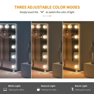 Yohood LED Makeup Mirror with 14 Dimmable Bulb, 3 Color Modes - 60 x 53 cm