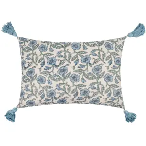 Paoletti Delphine Floral Tasselled  Feather Rich Cushion