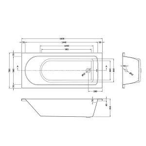 Nes Home 1600mm Standard White Round Single Ended Bath Acrylic