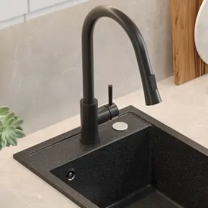 Quadron Julia Black pull out kitchen tap with spray function