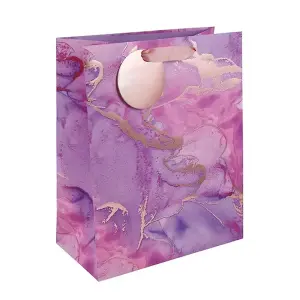 Eurowrap Marble Effect Gift Bag (Pack of 6) Pink (M)