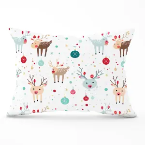 Happy Reindeer With Christmas Lights Cushions 33cm x 48cm