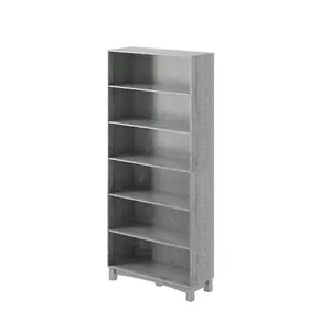 URBNLIVING 180cm Height Ash Grey 6 Tier Wide Wooden Bookcase Shelf Storage Display Shelving Unit