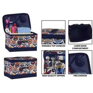 Sewing Case Navy with Multi floral Print- Everything Mary EVM12861-2