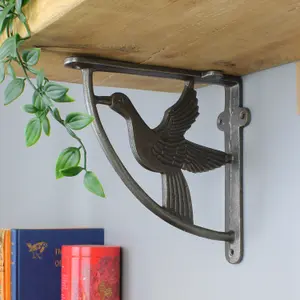 Oakcrafts - Pair of Antique Cast Iron Hummingbird Shelf Brackets - 180mm x 180mm