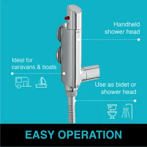 ENKI, Vito, T28, Chrome, Thermostatic Shower Mixer Valve, Solid Brass, Anti-Scald Thermostatic Device, Constant Temperature Contro