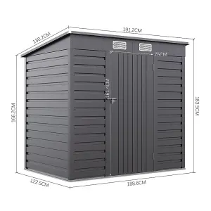 Outdoor Garden Bicycle Metal Storage Shed with Dual Doors Charcoal Black