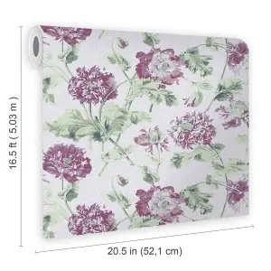 Laura Ashley Hepworth Grape Floral Smooth Wallpaper Sample