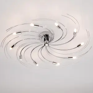 Litecraft Vortex Chrome 10 Lamp Semi-Flush Ceiling Light