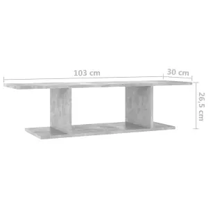 Berkfield Wall Mounted TV Cabinet Concrete Grey 103x30x26.5 cm