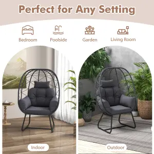 Costway PE Wicker Egg Chair Indoor Outdoor Lounge Chair Patio Basket Chair