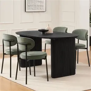 DUSK Hattie Panel Oval Dining Table - Black