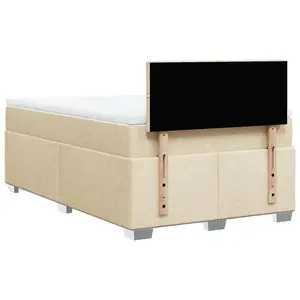 Berkfield Box Spring Bed with Mattress Cream 120x200 cm Fabric