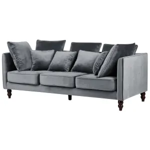 3 Seater Velvet Sofa Grey FENSTAD