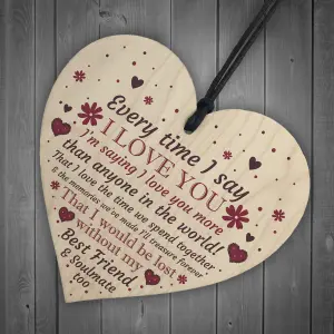 Red Ocean Soulmate Anniversary Gift Handmade Wooden Heart Plaque Valentines Birthday Gift For Him For Her