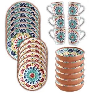 Purely Home Rio Medallion 24 Piece Dinnerware & Mugs Set for 6