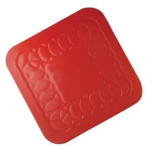 4 Pk Red Silicone Rubber Anti Slip Table Coasters - 90 x 90mm - Dishwasher Safe