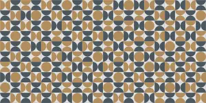 Retro Geo Tile Vinyl by Remland (Ochre Terracotta & Navy, 2m x 3m)