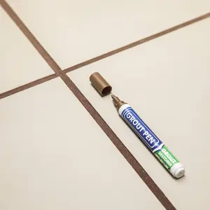 Twin Pack Grout Pen - Designed for restoring tile grout in bathrooms & kitchens (Brown)