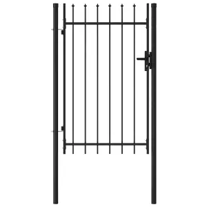 Berkfield Fence Gate Single Door with Spike Top Steel 1x1.5 m Black