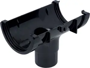 Floplast Miniflo Black Half Round Running Gutter Outlet, (l)150mm (dia)76mm