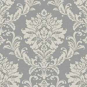 GoodHome Mire Grey Woven effect Damask Textured Wallpaper