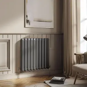 Estelle Grey Horizontal Column Radiator - 600x622mm