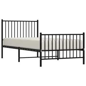 Berkfield Metal Bed Frame with Headboard and Footboard Black 90x200 cm