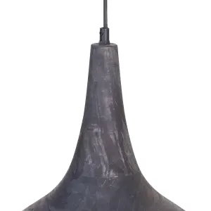 2 Light Mango Wood Pendant Lamp Black and Brass BAGMATI