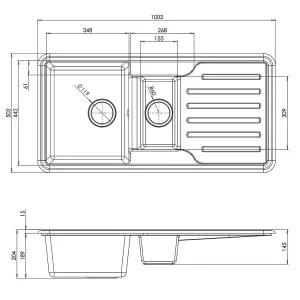 Liquida ELGS15WH 1.5 Bowl Comite Reversible Inset Gloss White Kitchen Sink