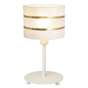 Luminosa Helen Table Lamp With Round Shade White, Gold 20cm