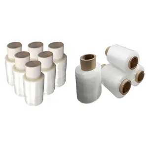 2 x 150mm Clear Strong Plastic Cling Film Protective Pallet Shrink Wrap Rolls