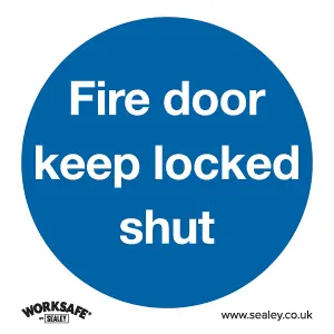 Sealey Mandatory Safe Sign Fire Door Keep Locked Shut Self-Adhesive x10 SS4V10