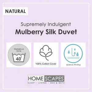 Homescapes Indulgent Pure Mulberry Silk Blend 4.5 Tog Spring/Summer Duvet, Double