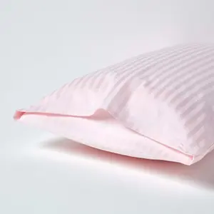 Homescapes Pink Egyptian Cotton Satin Stripe Housewife Pillowcase 330 TC