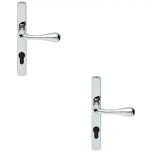 2 PACK - Satin Chrome Multi-Point Locking Security Door Handle 92mm Centre External Lever