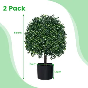 Costway Artificial Boxwood Topiary Ball Tree Faux Bushes Ball Plants w/ UV Rated Leaves