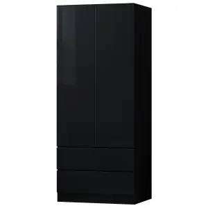 Matt Black 2 Door 2 Drawer Combination Wardrobe