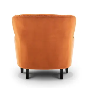 Velvet Orange Buttoned Ava Accent Chair