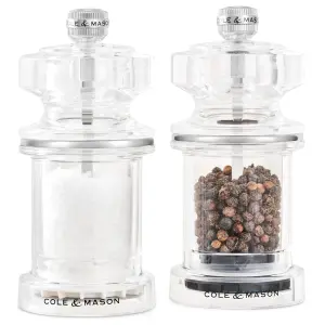 Cole & Mason 675 Clear Acrylic Salt & Pepper Mill Set 118mm