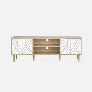 sweeek. 60cm wood-effect TV stand Mika White 160x40x56 cm