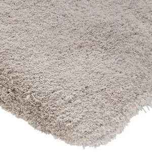 Silver Shaggy Modern Plain Easy to clean Rug for Dining Room Bed Room and Living Room-120cm X 170cm