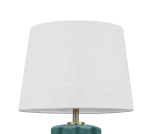 GoodHome Nuneaton Straight Green & white Antique brass effect Table lamp