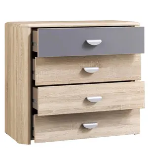 4 Drawer Sonoma Oak Chest Of Drawers Metal Handles