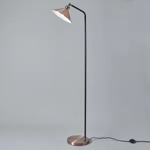 Litecraft Danica 1 Light Antique Copper Industrial Style Floor Lamp