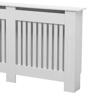 Oypla Large White Wooden Slatted Grill Radiator Cover MDF Cabinet