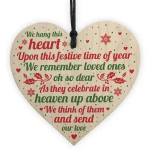 Red Ocean Memorial Heart Plaque For Mum Nan Dad Grandad Christmas Tree Ornament Decoration