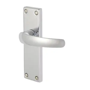 Abla Polished Chrome effect Aluminium Latch Door handle (L)109mm (D)48mm